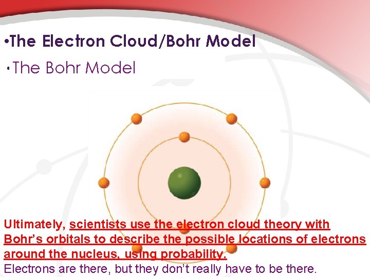  • The Electron Cloud/Bohr Model • The Electron Cloud Model Bohr Model Ultimately,