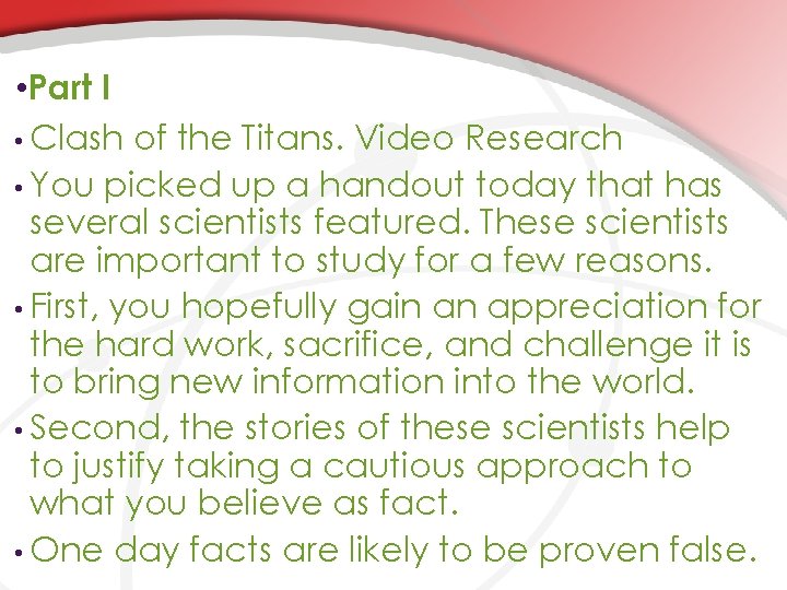 • Part I • Clash of the Titans. Video Research • You picked