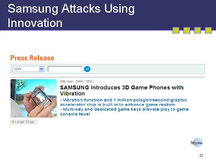 Samsung Attacks Using Innovation 22 