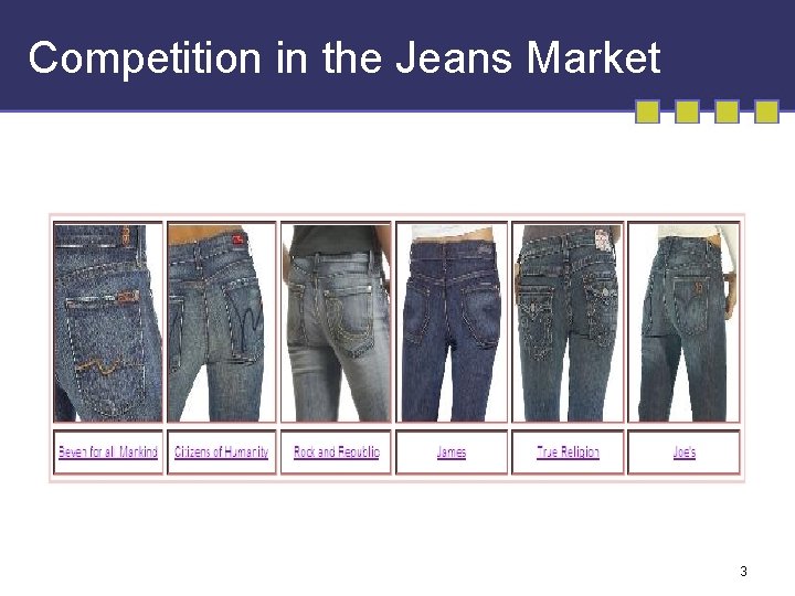 Competition in the Jeans Market 3 