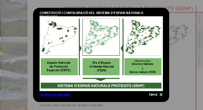 SISTEMA D’ESPAIS NATURALS PROTEGITS (SENP) Índex CONSTITUCIÓ I CONFIGURACIÓ DEL SISTEMA D’ESPAIS NATURALS PROTEGITS