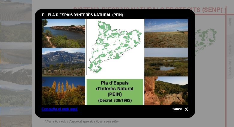 SISTEMA D’ESPAIS NATURALS PROTEGITS (SENP) EL PLA D’ESPAIS D’INTERÈS NATURAL (PEIN) Índex 1. EL