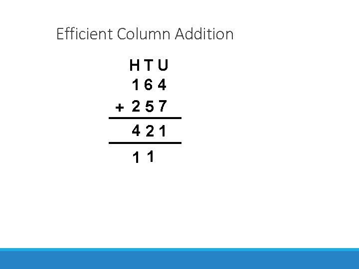 Efficient Column Addition HT U 16 4 + 257 4 21 11 