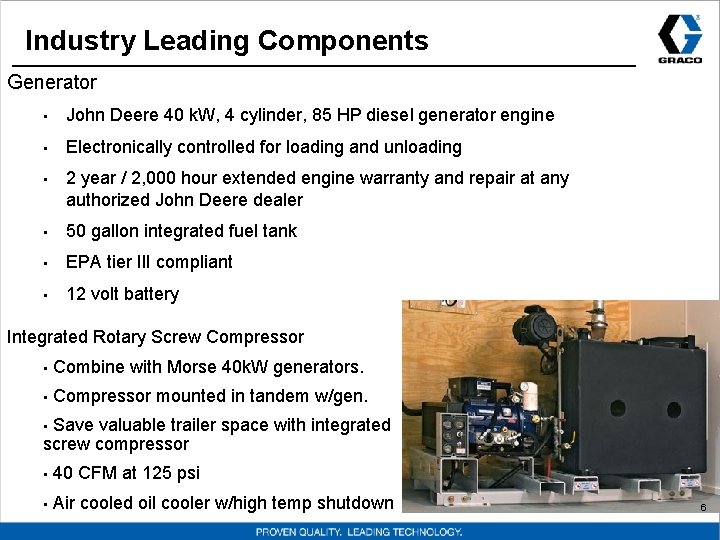Industry Leading Components Generator • John Deere 40 k. W, 4 cylinder, 85 HP