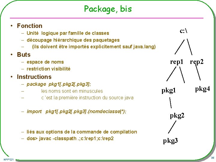 Package, bis • Fonction c:  – Unité logique par famille de classes –