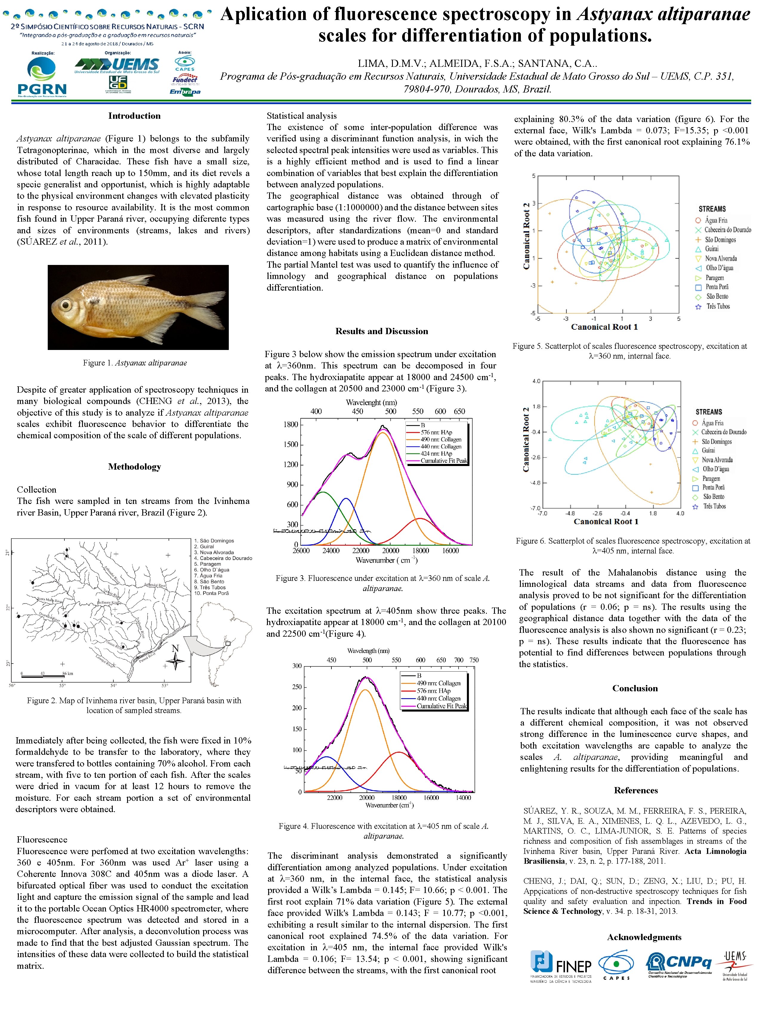 Aplication of fluorescence spectroscopy in Astyanax altiparanae scales for differentiation of populations. Realização: Organização: