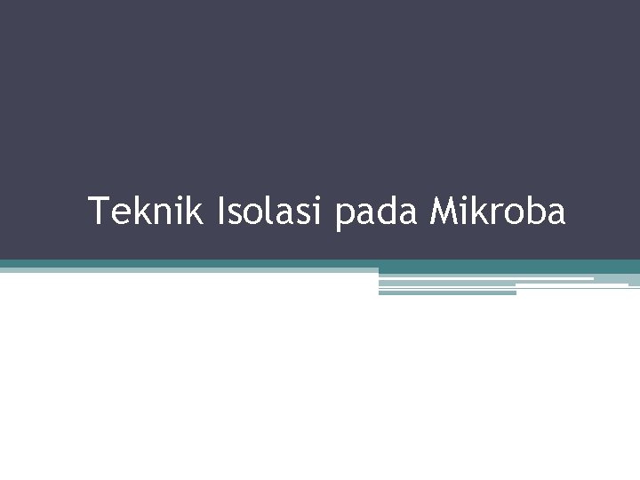 Teknik Isolasi pada Mikroba 