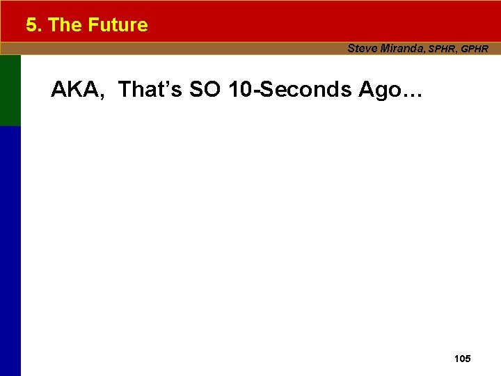 5. The Future Steve Miranda, SPHR, GPHR AKA, That’s SO 10 -Seconds Ago… 105