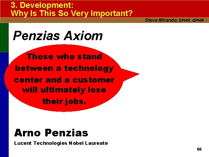 3. Development: Why Is This So Very Important? Steve Miranda, SPHR, GPHR Penzias Axiom