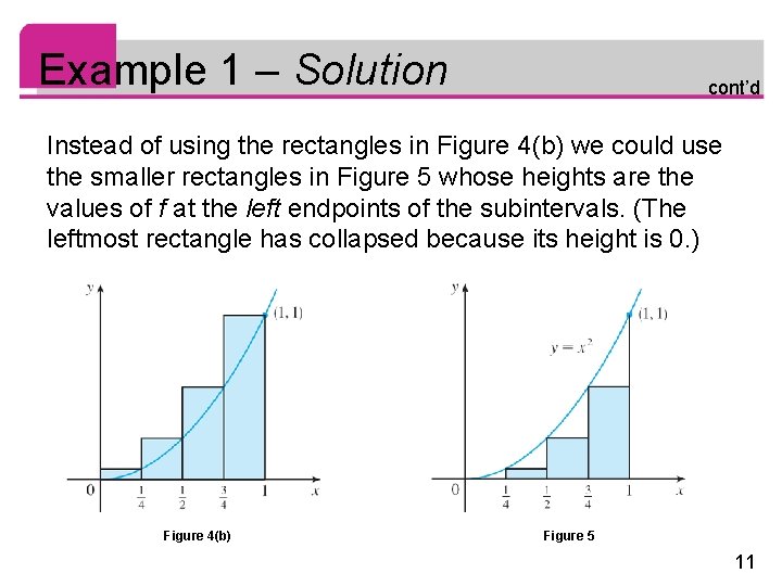 Example 1 – Solution cont’d Instead of using the rectangles in Figure 4(b) we