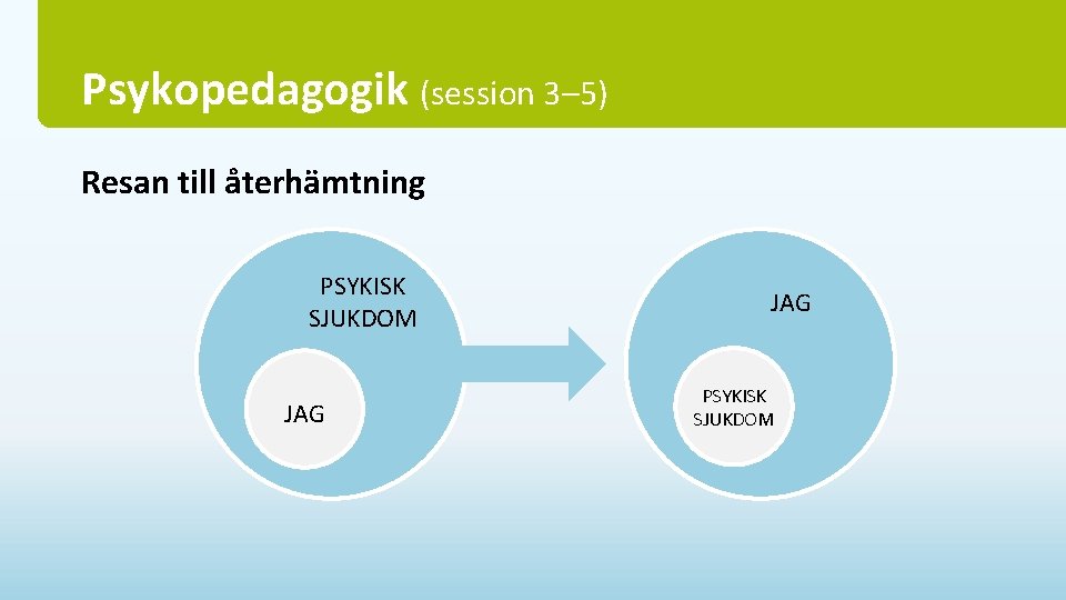 Psykopedagogik (session 3– 5) Resan till återhämtning PSYKISK SJUKDOM JAG PSYKISK SJUKDOM 