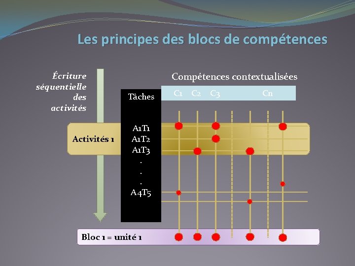 Les principes des blocs de compétences Écriture séquentielle des activités Activités 1 Compétences contextualisées Les principes des blocs de compétences Écriture séquentielle des activités Activités 1 Compétences contextualisées