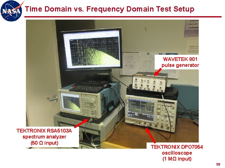 Time Domain vs. Frequency Domain Test Setup WAVETEK 801 pulse generator TEKTRONIX RSA 5103