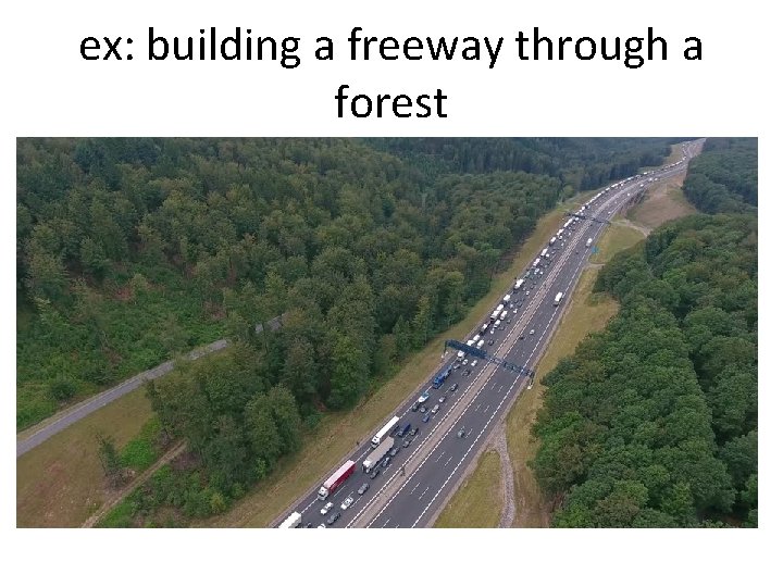 ex: building a freeway through a forest 