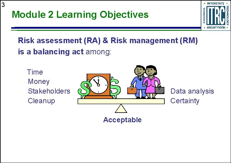 Learning Objectives For Risks 1 ITRCs Use of Risk Assessment in Management