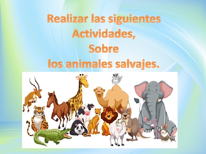 Realizar las siguientes Actividades, Sobre los animales salvajes. 