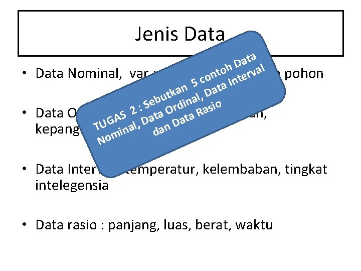 Jenis Data • • ata D l h a o t v Data Nominal, Jenis Data • • ata D l h a o t v Data Nominal,