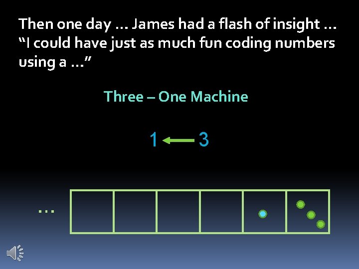 Then one day … James had a flash of insight … “I could have