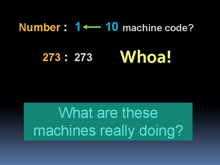Number : 1 273 : 273 10 machine code? Whoa! What are these machines