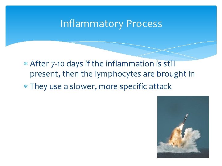 Inflammatory Process After 7 -10 days if the inflammation is still present, then the