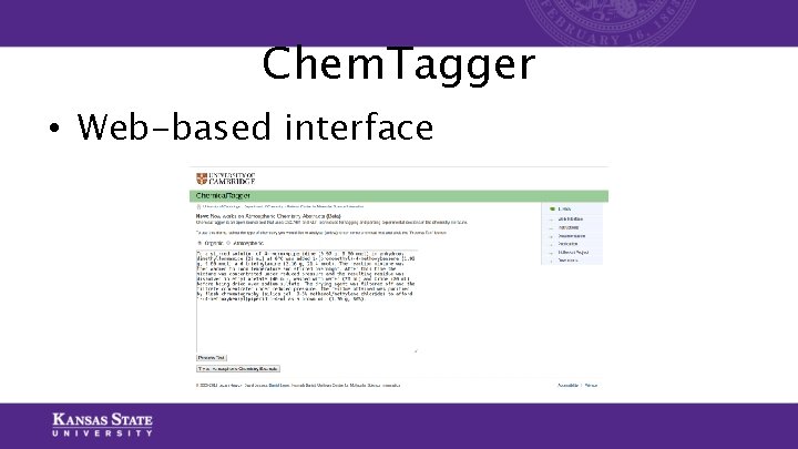 Chem. Tagger • Web-based interface Chem. Tagger • Web-based interface