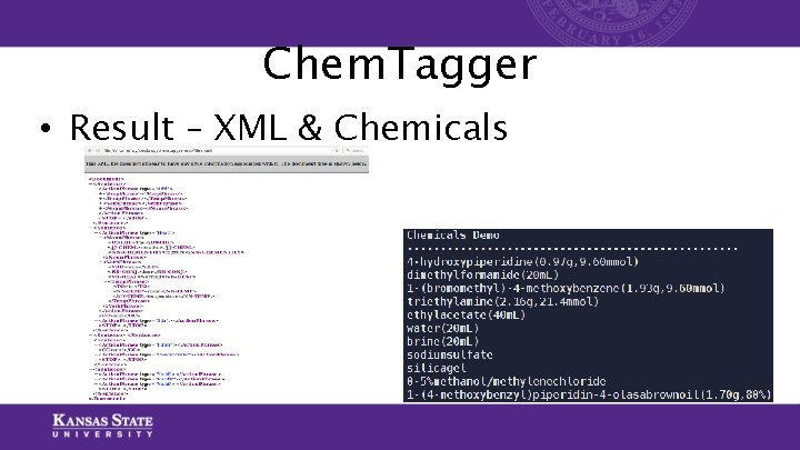Chem. Tagger • Result – XML & Chemicals Chem. Tagger • Result – XML & Chemicals