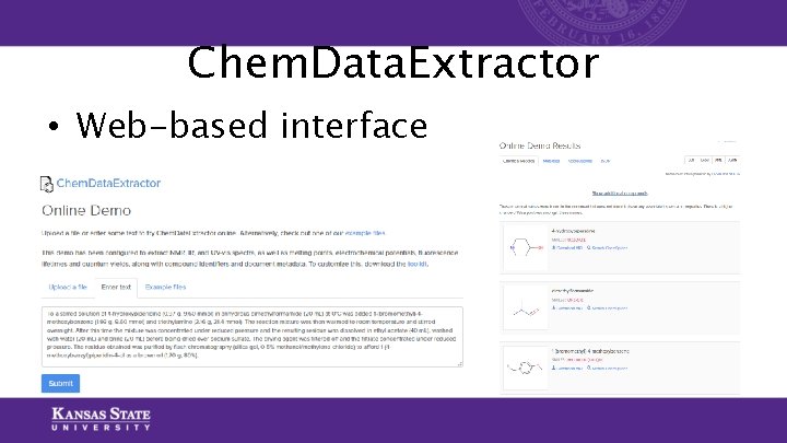 Chem. Data. Extractor • Web-based interface Chem. Data. Extractor • Web-based interface