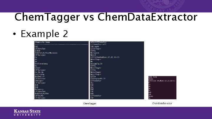 Chem. Tagger vs Chem. Data. Extractor • Example 2 Chem. Tagger vs Chem. Data. Extractor • Example 2