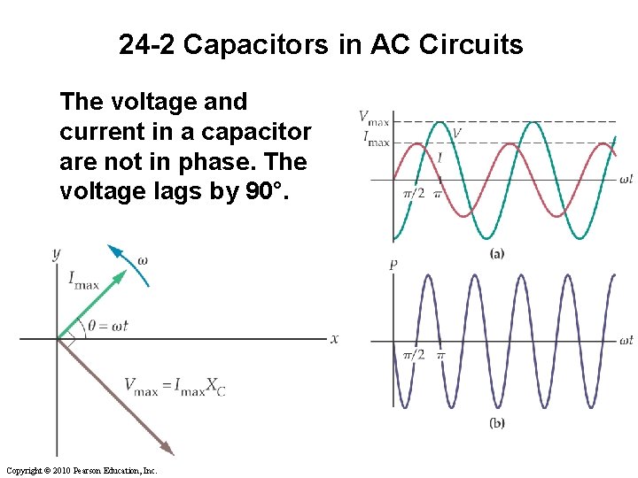 24 -2 Capacitors in AC Circuits The voltage and current in a capacitor are