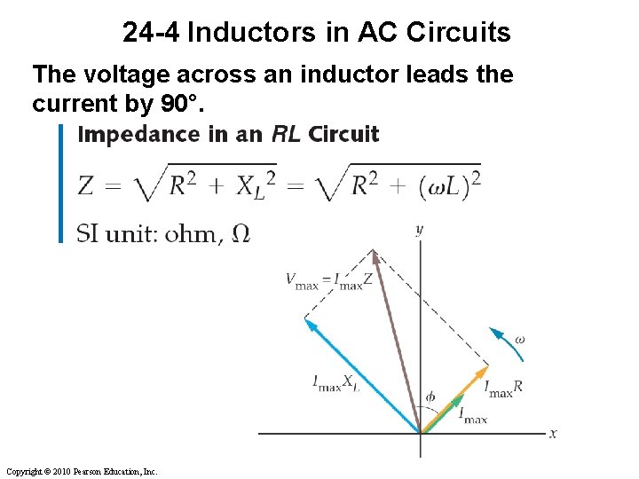 24 -4 Inductors in AC Circuits The voltage across an inductor leads the current