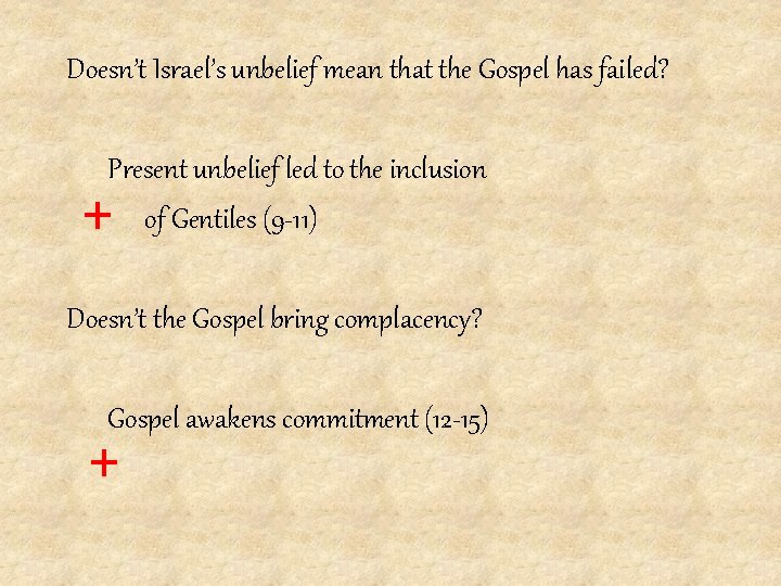 Doesn’t Israel’s unbelief mean that the Gospel has failed? Present unbelief led to the