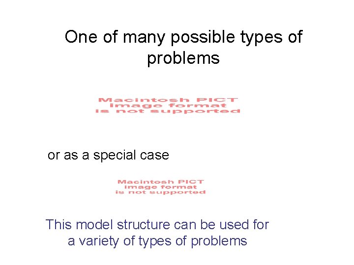 One of many possible types of problems or as a special case This model