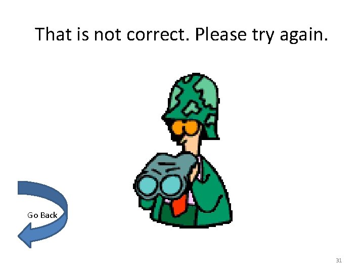 That is not correct. Please try again. Go Back 31 