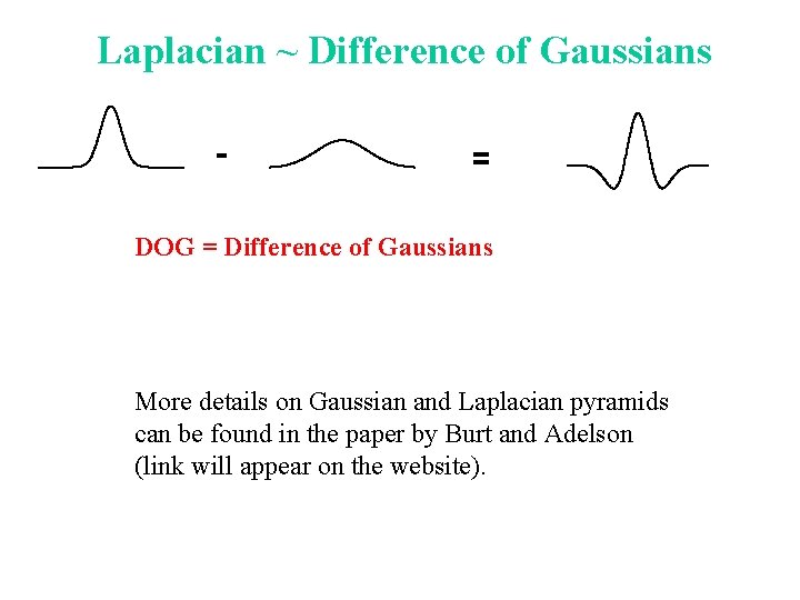 Laplacian ~ Difference of Gaussians - = DOG = Difference of Gaussians More details
