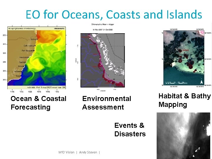 EO for Oceans, Coasts and Islands Ocean & Coastal Forecasting Environmental Assessment Events &