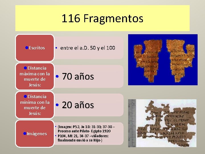 116 Fragmentos l. Escritos • entre el a. D. 50 y el 100 l.