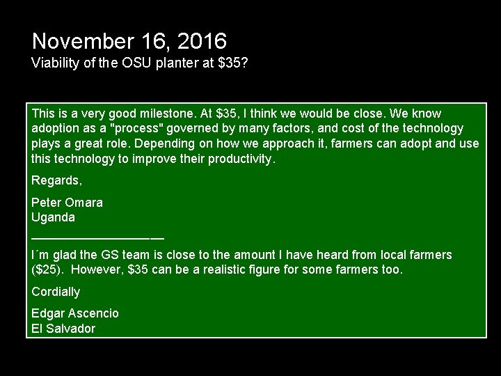 November 16, 2016 Viability of the OSU planter at $35? This is a very