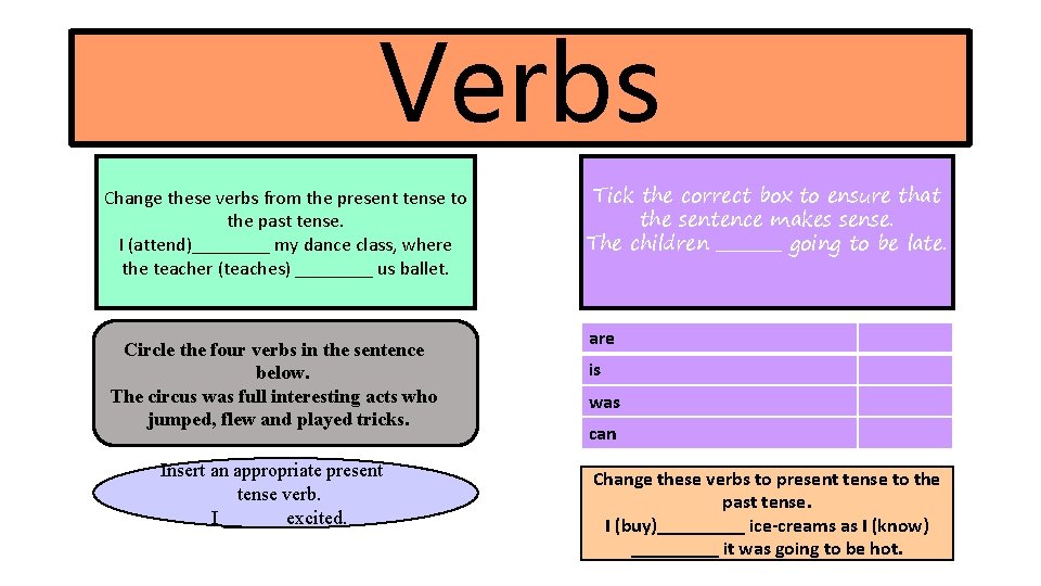 Verbs Change these verbs from the present tense to the past tense. I (attend)____