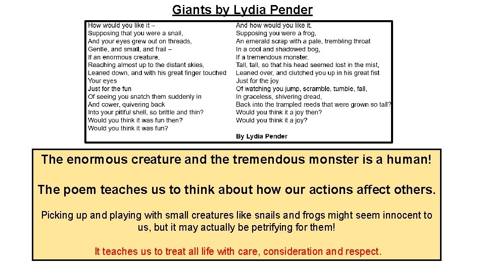 Giants by Lydia Pender The enormous creature and the tremendous monster is a human!