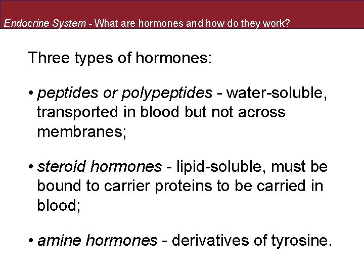 Endocrine System - What are hormones and how do they work? Three types of