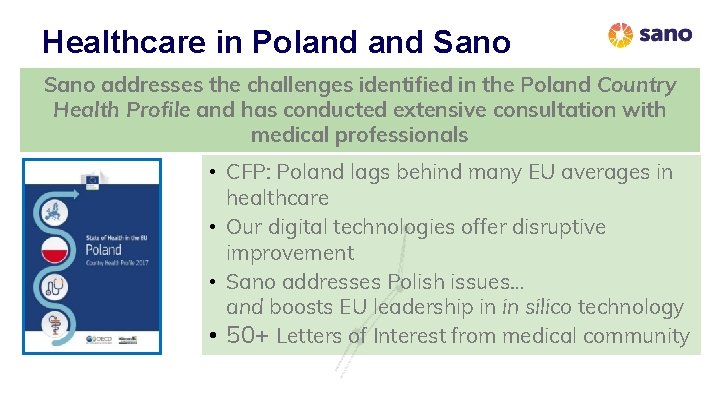 Healthcare in Poland Sano addresses the challenges identified in the Poland Country Health Profile Healthcare in Poland Sano addresses the challenges identified in the Poland Country Health Profile
