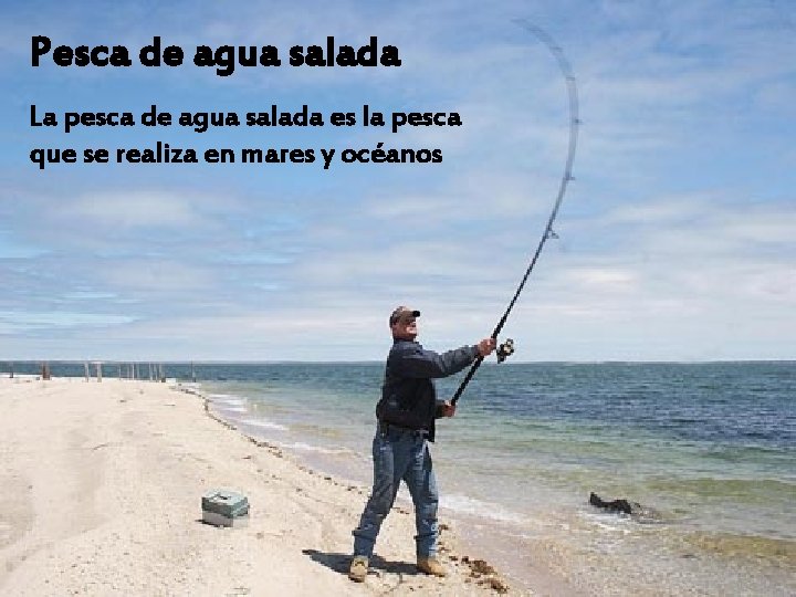 Pesca de agua salada La pesca de agua salada es la pesca que se