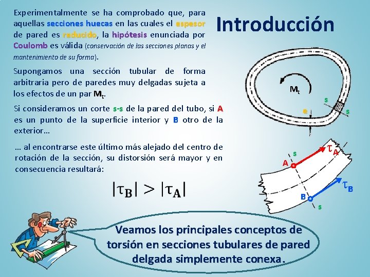 Experimentalmente se ha comprobado que, para aquellas secciones huecas en las cuales el espesor