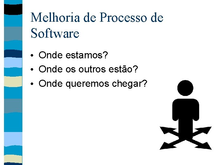 Melhoria de Processo de Software • Onde estamos? • Onde os outros estão? •