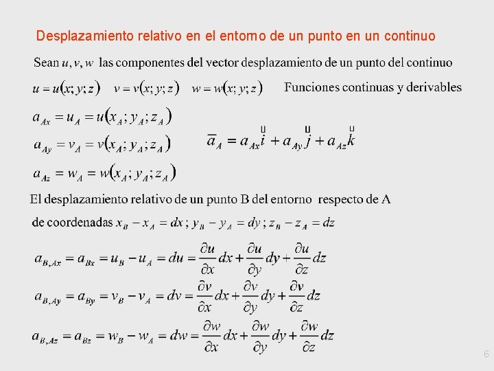 Desplazamiento relativo en el entorno de un punto en un continuo 6 