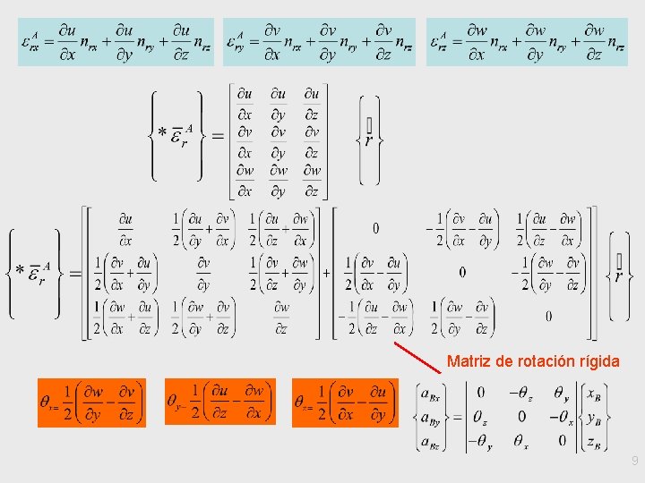 Matriz de rotación rígida 9 