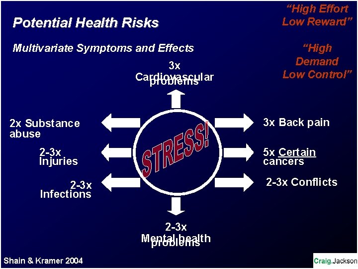 Potential Health Risks Multivariate Symptoms and Effects 3 x Cardiovascular problems “High Effort Low