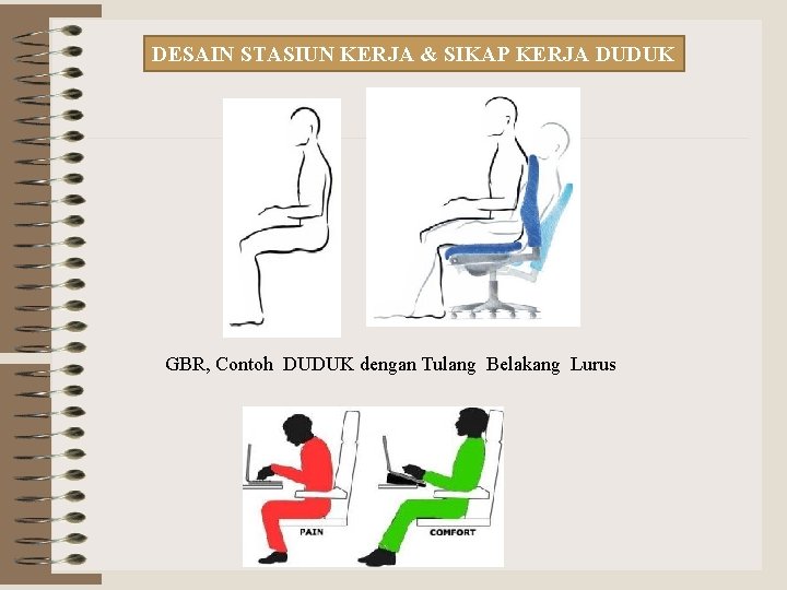 DESAIN STASIUN KERJA & SIKAP KERJA DUDUK GBR, Contoh DUDUK dengan Tulang Belakang Lurus