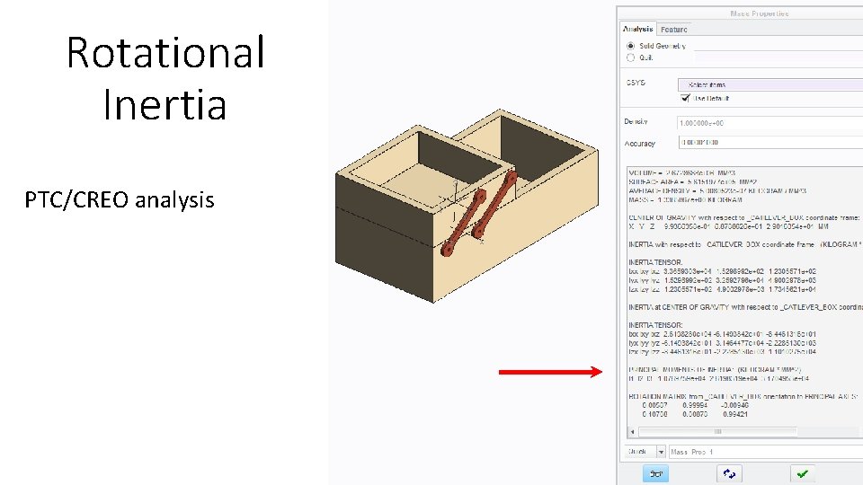 Rotational Inertia PTC/CREO analysis 