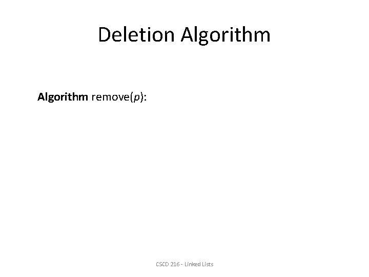 Deletion Algorithm remove(p): CSCD 216 - Linked Lists 